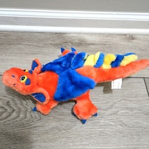 Vintage Kellytoy Plush Dinosaur Blue and Orange